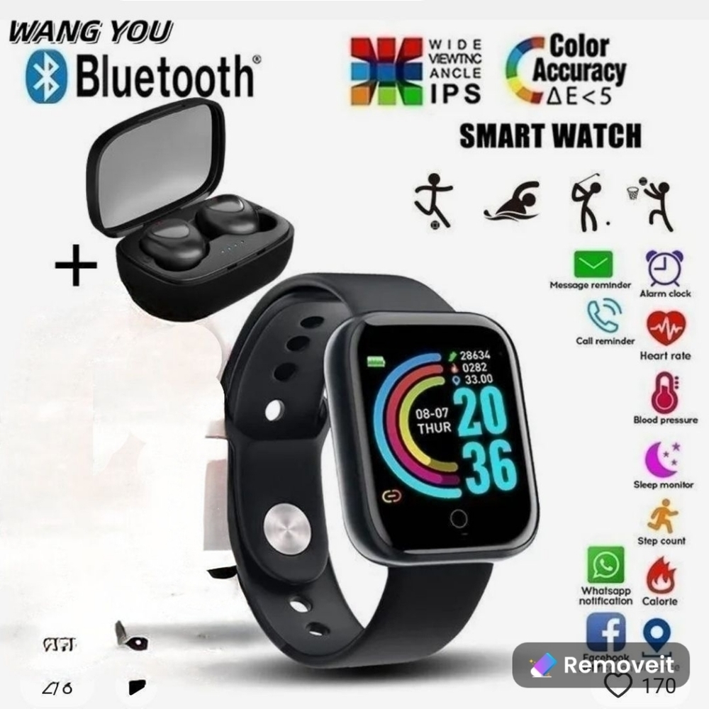 FitPro black smart watch and earbuds set Bluetooth